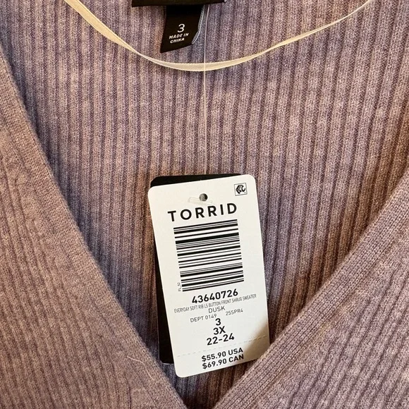 NWT Crop Purple V-Neck Sweater Ribbed Knit Super Soft Cozy - Picture 6 of 11